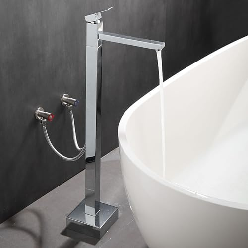 MRKU Grifo de bañera de pie, de latón, para Agua fría y Caliente, con Giro de 360°.