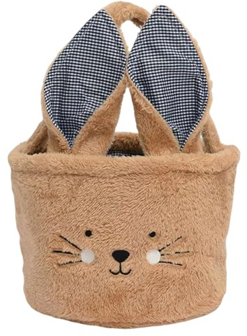 HERZWILD Osterkorb mit Henkel, Osterkörbchen Osterhasen, Osternester zum Befüllen, Osternest Basteln Hase, Körbchen Ostern, Ostern Geschenktüten, Osterdeko Osterkörbe Bastelsachen Deko (Braun)