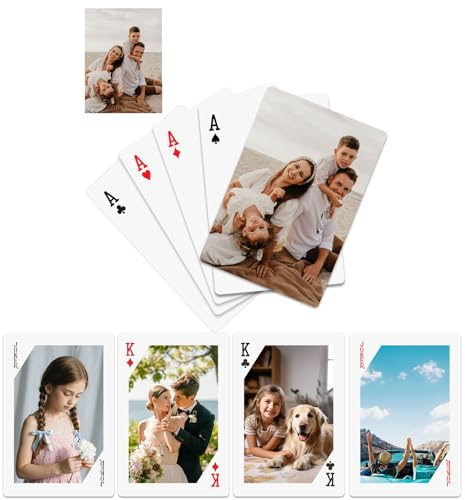NGBEWU Personalisierte Spielkarten mit Foto | Personalisiertes Kartenspiel | Standard Poker-Spielkarten (55 Karten) Geburtstage, Valentinstag, Weihnachten (Stil 3)