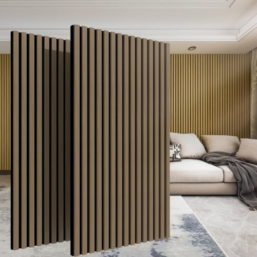 AMIGO Akustikpaneele holz,2 Stück 120 x 60cm - 1.44m² Wandpaneele holz Holzpaneele wand als Schallschutzplatten,Wandverkleidung Holzoptik für Wanddeko Wohnzimmer, Büro, Küche,Helle Eiche