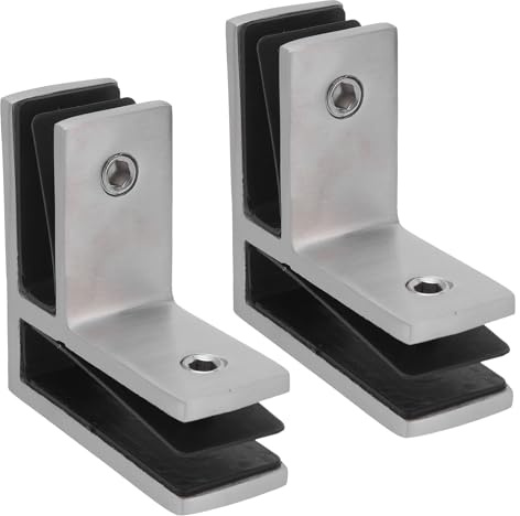 Alipis 2pcs Stainless Steel Glass Rail Clamp 90° Brushed Finish, Fits 10-12mm Glass, Railing Clips for Balcony Balustrade, Outdoor Indoor Fence Support Brackets