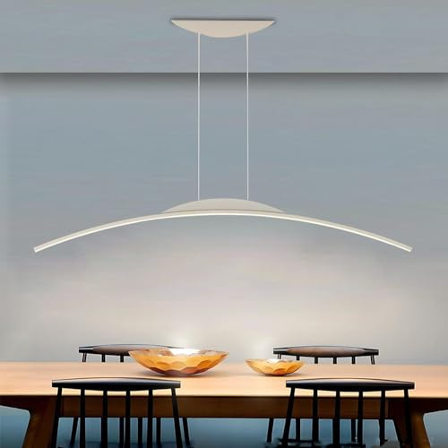 Lámpara Colgante LED contemporánea de Altura Ajustable, lámpara de Mesa Lineal para Comedor con Control Remoto, luminaria suspendida Regulable, lámpara de araña para Sala de Estar e Isla de