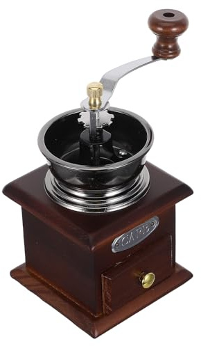 OUNONA Macinacaffè manuale a manovella - Macinacaffè vintage in legno con nucleo di macinazione in ceramica - Portatile, di piccole dimensioni con cassetto, ideale per la casa e i viaggi.