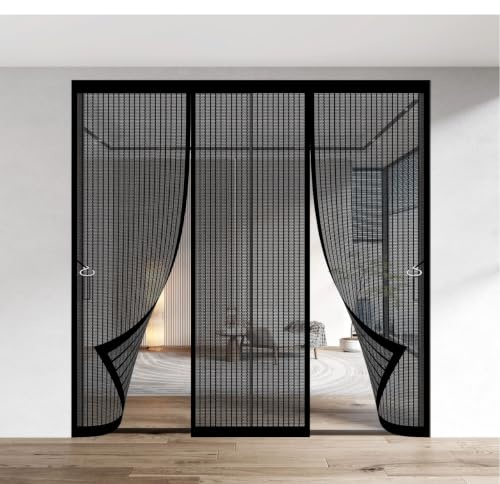 Fliegengitter Balkontür Magnet 162 x 206 cm Schützt vor Insekten Insektenschutz Tür Automatisches Schließen für Balkontür, Kellertür, Terrassentür, Schwarz