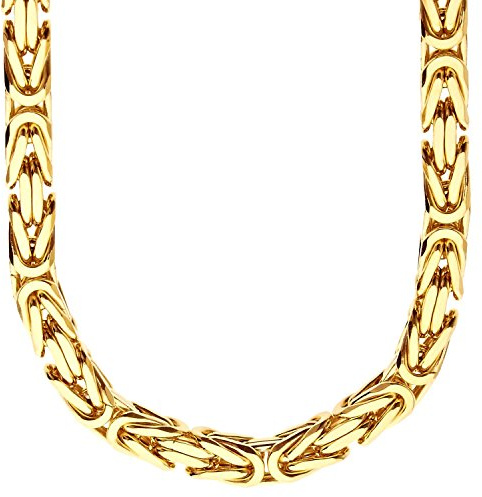 .iced-out. Sterling 925er Silber Königskette - BYZANTIN 8x8mm gold 60cm