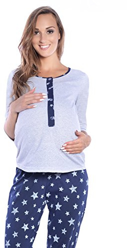 MijaCulture - Ensemble de pyjama spécial grossesse - Femme - bleu - X-Large
