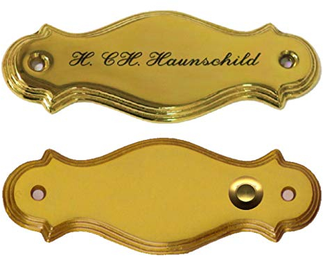 Guss-Klingelschild-Klingel-Namensschild-Türschild-Schild-Türklingel-135 x 50 mm-Messing poliert-Mit Schutzlack-Ohne, oder mit Gravur (Nr. 22 Messing ohne Klingel mit 1 Zeile Gravur)