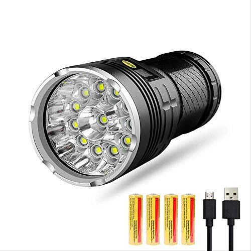Torcia BAJIE Torcia a LED 10000 lumen, Xm-L T6 Led 4 modalità Torcia tattica super luminosa Torcia, luce portatile impermeabile con potenza Nero Bianco