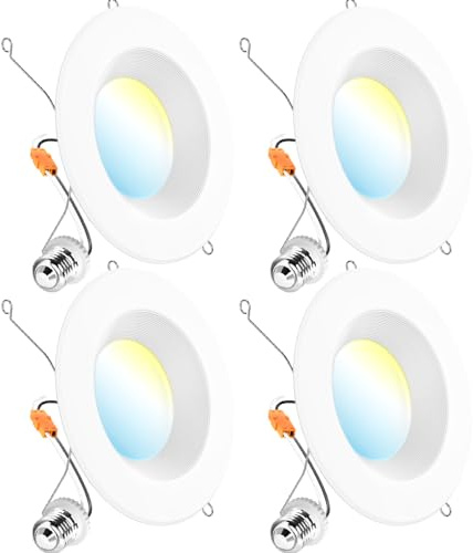 Sunco LED Recessed Lighting 6 Inch, Retrofit Can Lights, 965LM, 13W (100W Equivalent), Selectable CCT 2700K/3000K/3500K/4000K/5000K, Dimmable, Baffle Trim, Damp Rated UL 4 Pack