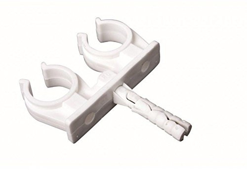 Open Double Pipe Clamp with Screw Tube - Clip Cables Holder Hinged Bracket Plastic. (10, 14mm - 15mm)