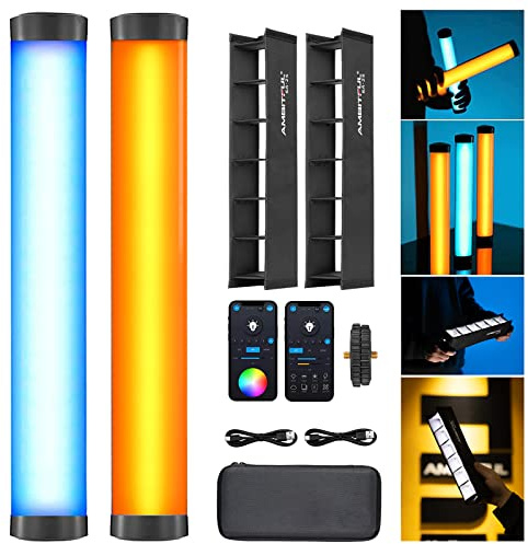 AMBITFUL A2 RGB LED Light Wand -Full Color Magnetic Video Light Stick,Handheld Tube Light with 29 Effects, 2500-8500K, 2500mAh, CRI 95+ for Photography, YouTube, TikTok (A2-K2 Kit)