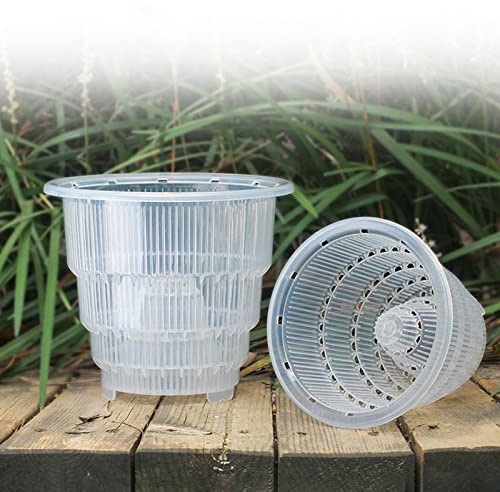 WIVAYE Hydrokultur-Becher, 12,7 cm Netztöpfe mit Luftsäule, Garten-Schlitz-Netzbecher, transparente, breite Lippe, Hydrokultur-Korb für Hydrokultur-Pflanzen, 2 Stück