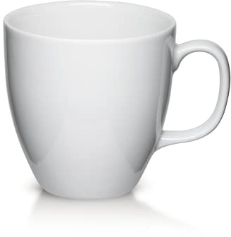 Mahlwerck Jumbotasse BIG, große hochwertige Porzellan-Kaffeetasse mit hochglänzender Oberfläche, moderner Kaffeebecher mit Henkel 600 ml, Pearl White, weiss
