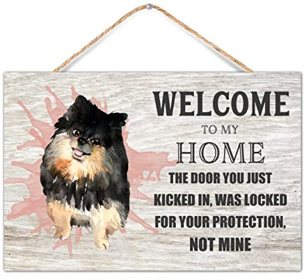 CustonCares Dog Gifts Welcome to My Home Willkommen Haustürschild Hund Wandkunst Veranda Wanddekoration Solide Türschild Einweihungsgeschenke 30,5 x 20,3 cm