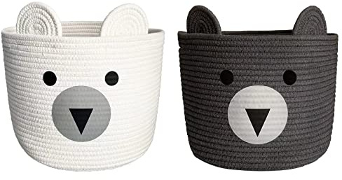 Bigepige Cesta de almacenamiento de juguetes para niños, cesta de cuerda de algodón tejida, caja de juguetes para bebés, almacenamiento de juguetes para gatos y perros, cesta de lavandería para niños
