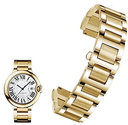 GANYUU Edelstahl-Uhrenarmband für Cartier Ballon Bleu Serie 20 * 12 mm 18 * 11 mm 14 * 8 mm W6920046 Armbänder Damen Herren Armband (Farbe: Gold, Größe: 18-11 mm)