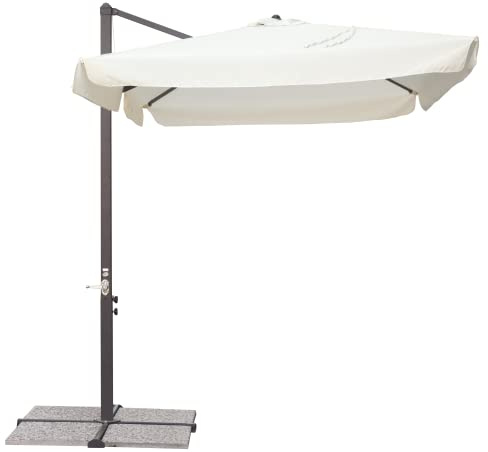 Gruppo Maruccia - Ombrellone da Giardino 3x2 Metri Palo Laterale - Palo Laterale in Alluminio - Telo Ecrù Idrorepellente Anti UV