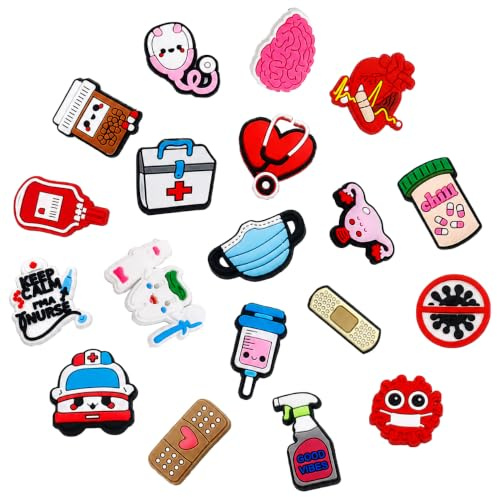 Rebanky 26 Pcs Schuh Charms Medizin Krankenschwester Schuhanstecker Nurse Schuhanhänger für Clogs Dekoration Medizinisches für Kinder Mädchen Jungen