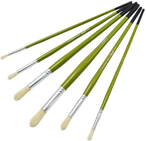 6 Teile/Satz Rundkopf Mähne Ölfarbe Stift Set Pinsel Peak Künstlerbedarf Pinsel Set Zeichnung Künstlerbedarf Decorate