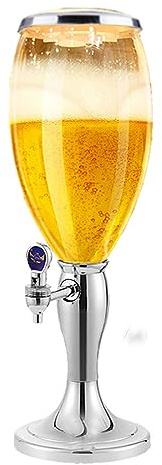 Biersäule Biertower Bierturm Großer Bierspender, 1.5L,3L,5L / 170 oz Draft Bierturm mit Eisrohr-Tap und Lichter, leicht sauber, fantastisches Geschenk for Bierliebhaber,Silber,1.5L