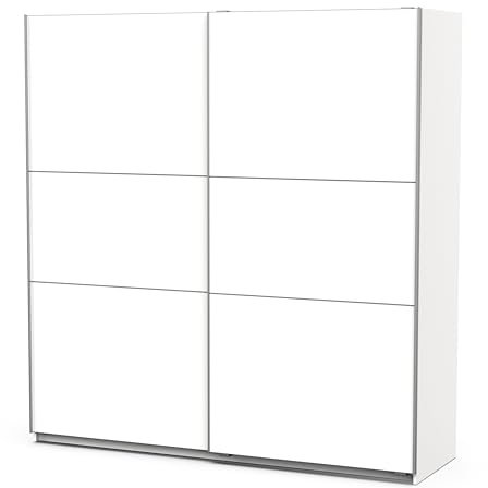 Miroytengo Armario Moderno Dormitorio con 2 Puertas Correderas y Barra para Perchas en Blanco Mate 203x195 cm