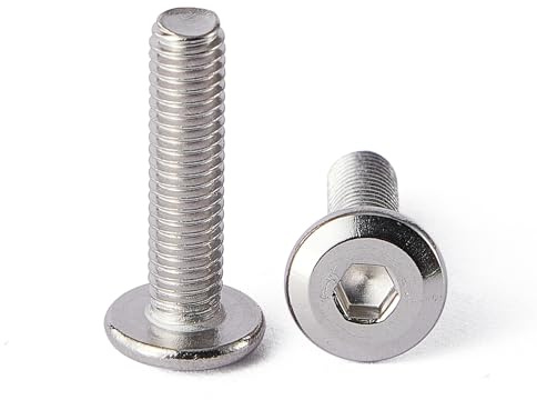 SUNXULIMI M3 x 16mm Flat Round Head Hex Socket Cap Screws Bolts, Furniture Screws, Stainless Steel 304, Bright Finish, Fully Threaded, Metric Allen Hex Drive, 100PCS
