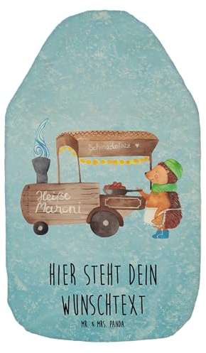 Mr. & Mrs. Panda Personalisierte Wärmflasche Igel Maronen - Eisblau