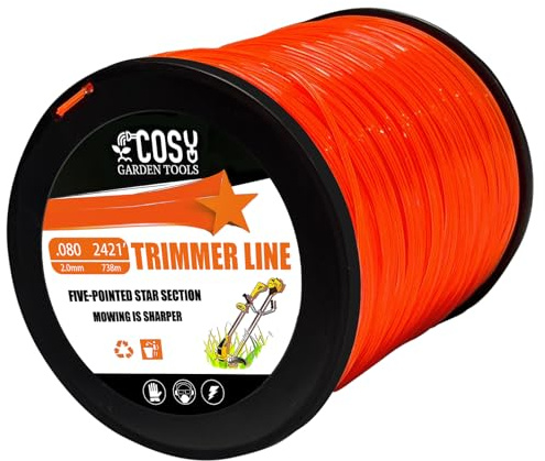 COSY GARDEN TOOLS Mähfaden 2,0mm x 738m fünf Sterne rasentrimmer Faden Nylon-Rasentrimmer-Grasschnur für Trimmer, Dornen und Sträucher