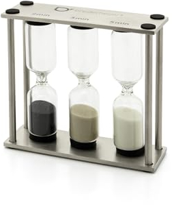 Bredemeijer silberner Tea-Timer aus Edelstahl - kleine 3-fache Tee Sanduhren für 2,3 und 5 Minuten Ziehzeit