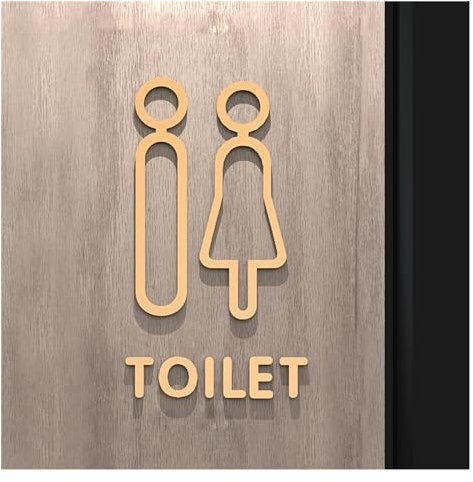 Signalisation des Toilettes Plaque de signalisation de toilette en acrylique 3D, couleur noir et or, étiquette murale de porte de salle de lavage, autocollant, support de Wc, panneau de signalisation,
