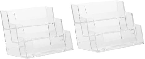 EXCEART 2er-box Mehrschichtige Visitenkartenbox Showregal Ausstellungsregale Geschäftskartenhalter Sammelkartenständer Klares Kartenetui Kleiner Postkartenhalter P.s Schreibtisch Karton