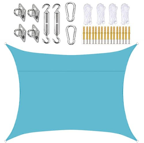 SLDAGe Vela Ombreggiante Rettangolare 4x6,Tenda a Vela Ombreggiante Impermeabile con Kit Hardware,Protezione Raggi UV 95%,Traspirante Vela Parasole per Terrazza,Giardino,Balcone,Campeggio,6x8m