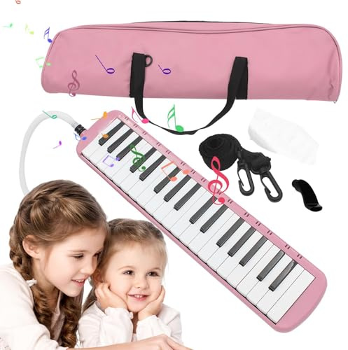Melodica Musikinstrument mit 37 Tasten, Melodica mit 37 Tasten, Kinder | Klavier, Mundharmonika, Melodica-Instrument mit geblasener Tastatur, Musikinstrument mit Lufttastatur, tragbar, für Prat
