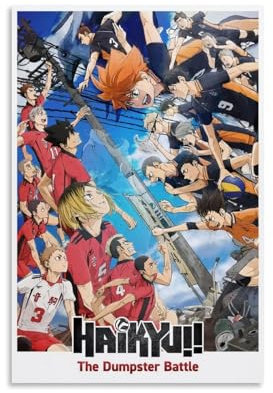 LISHDUNS Haikyuu!! Filmposter The Dumpster Battle, Schlafzimmer, Wohnzimmer, Wanddekoration, Poster, Ästhetik, Art-Deco, 50 x 75 cm, ungerahmter Stil