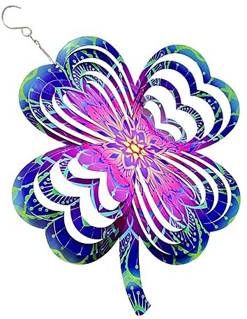 FUNOMOCYA Titel Eleganter Windspinner Aus Rostfreiem Edelstahl Fünfblättriger Kleeblatt- Für Garten Und Balkon Für Innen Und Außenbereich