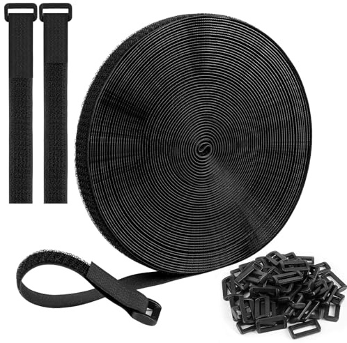 2cm X 10m Attaches De Câble Réutilisables Sangles (Avec 60 Boucles), Attache Cable À Coupe Libre, Sangles D'arrimage Autocollant Facile À Couper Pour Ranger Et Organiser Les Câbles - Noir