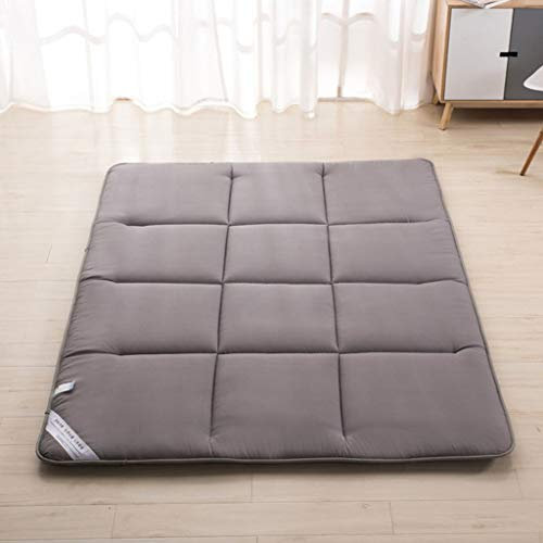 Bequeme und tragbare Futon-Matratzenauflage für Gäste, weiche, atmungsaktive Tatami-Matte für Einzel-/Doppel-Klappbett, 1,8 x 2 m, Grau