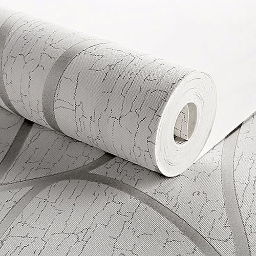 Warmiehomy Non-Woven Wallpaper Textured 3D Flocking Embossed Wallpapers 53cm x 9.5m Wave Stripes Wall Paper Roll for Living Room Bedroom TV Background