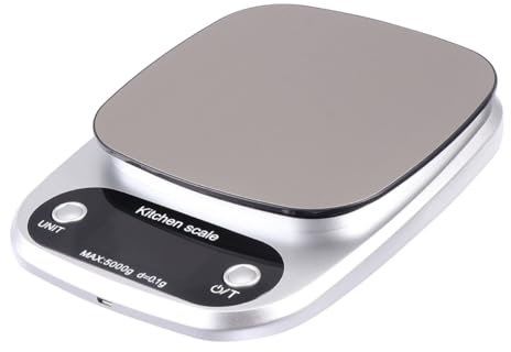 SECFOU Báscula Digital De Cocina Inoxidable Precisión Recargable Herramienta De Medición Plateada