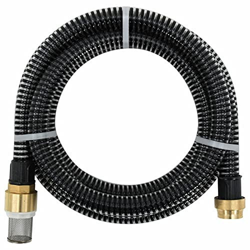 ShGaxin Saugschlauch mit Messinganschlüssen, 15 m, 25 mm, schwarz, Wasserpumpe, Gartenschlauch - SPU:151064
