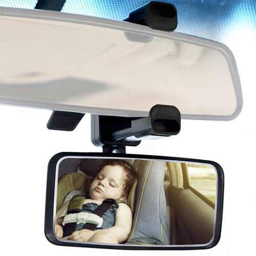 Hshenjhu Spiegel Auto Baby Rückbank,Bruchsicherer Autospiegel BabyRücksitz mit Haken Clip,360° Drehbar Baby Rücksitzspiegel,Kopfstützen Auto Spiegel Rücksitzspiegel für Säuglinge,Kinder