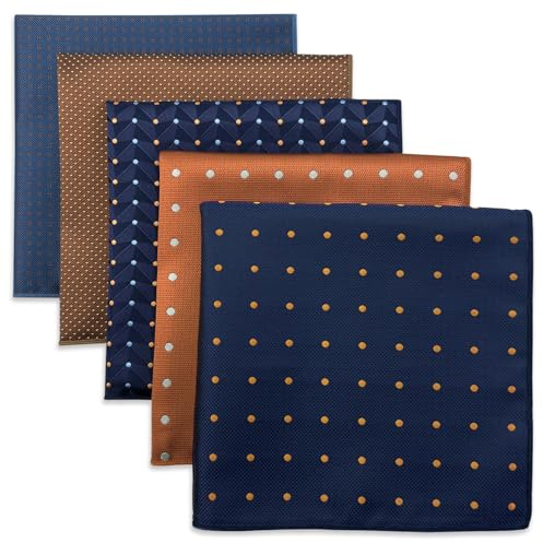S&W SHLAX&WING 5er-Pack Herren Einstecktücher Set 32cm Formelle Herren Taschentücher für Anzüge Hochzeiten Smokings und Muster