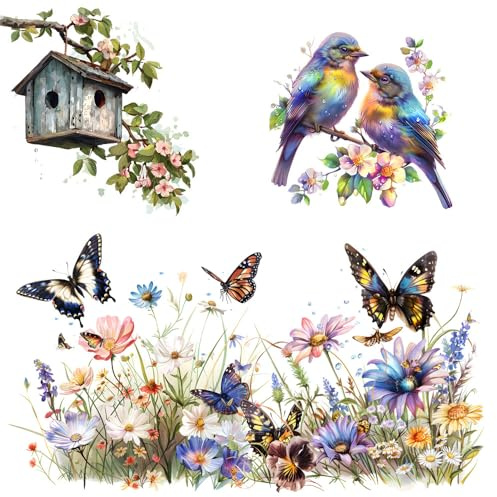 2 Stück Fenstersticker Frühling Fensterdeko, Fensterbilder Schmetterling Selbstklebend, Fenster Aufkleber Frühlingsdeko, Deko Frühling Fensteraufkleber Kinderzimmer Frühling Sommer Fenster Deko (E)