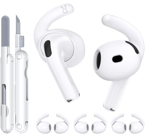 Öronkåpor för AirPods 4 TNSNK 4 Paris halkfria öronspetsar i mjuk silikon kompatibla med Apple AirPods 4 för män och kvinnor, med rengöringspenna och karbinhake (vit)