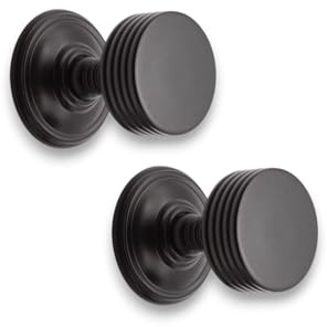 Infinity Decor Oxford Ribbed Design Matt Black Mortice Door Knobs Set 60mm – Pull Handles Ideal for Interior & Exterior Doors