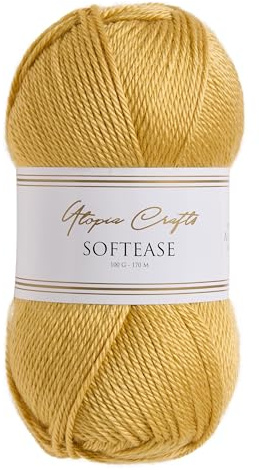 Utopia Crafts Softease - Ovillo de lana para tejer y ganchillo, 100 g (Golden Harvest)