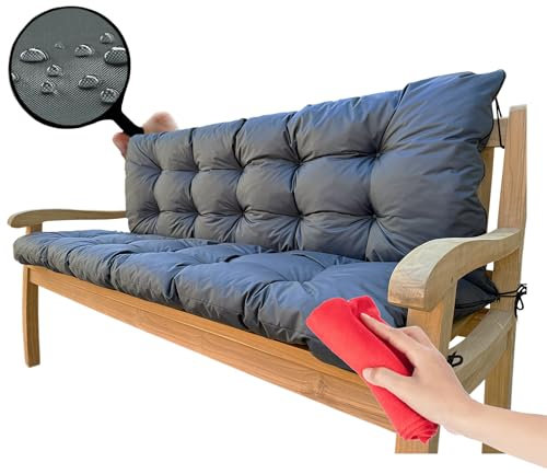 Aveanit Gartenbankauflage 150x50x50 cm, Garden Gartenbank Auflage, Bankauflage Outdoor, Hollywoodschaukel Auflage, Wasserabweisend Graphitgrau bankauflage Outdoor