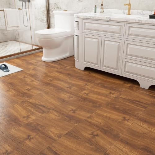 Decotalk Dalles PVC Adhesives Sols Effet Bois Marron Naturel 30X30cm Épaisseur 1,66 mm 2.7m² -30 Pièces Adhesif Sol Chambre Revetement de Sol Cuisine Adhesif Sols Salle de Bain Adhesives PVC