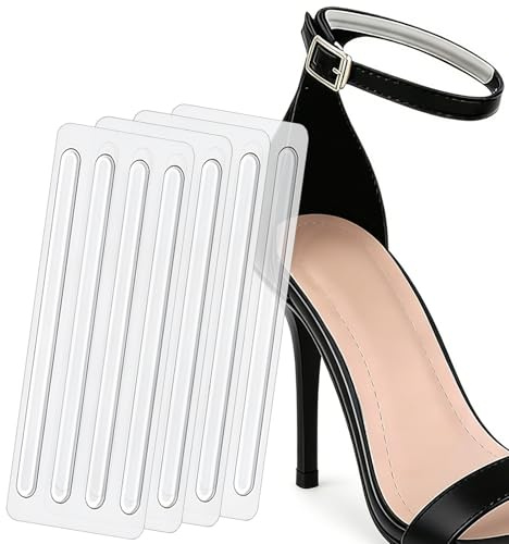 Lot de 16 mini poignées de talon antidérapantes invisibles en silicone pour femme Protection contre les pincements de talon haut (105 x 8 x 3 mm, transparents)