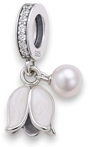Streetculture Maiglöckchen Schneeglöckchen aus 925 Sterling Silber – Charm Anhänger Schmuck für Sammelarmband Armband oder Kette - Blume, Pflanze, Reinheit, Hoffnung, Frühling